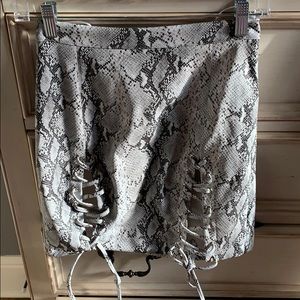 gray snakeskin mini skirt